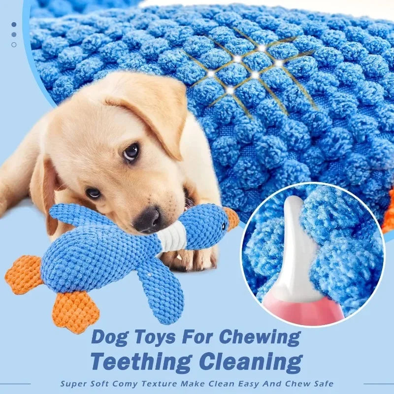 New blue goose dog toy cat toy pet toy double color goose tough bite chew plush sound toy plush toy pet supplies