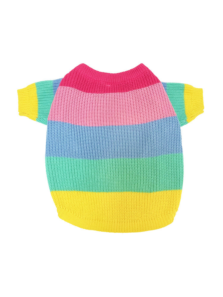 Colorful striped sweater on a white background