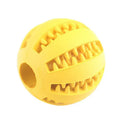 Yellow rubber ball with textured surface on a white background