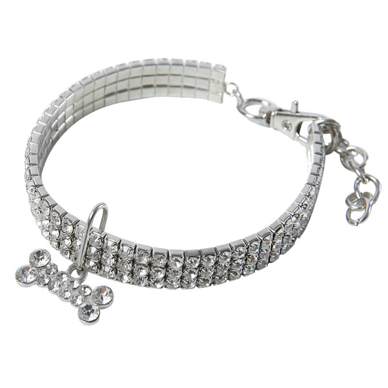 Silver diamanté pet collar