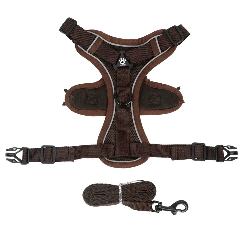 No-Pull Step-In Dog Harness & Leash Set – Adjustable Reflective Mesh Vest for Small Dogs & Cats