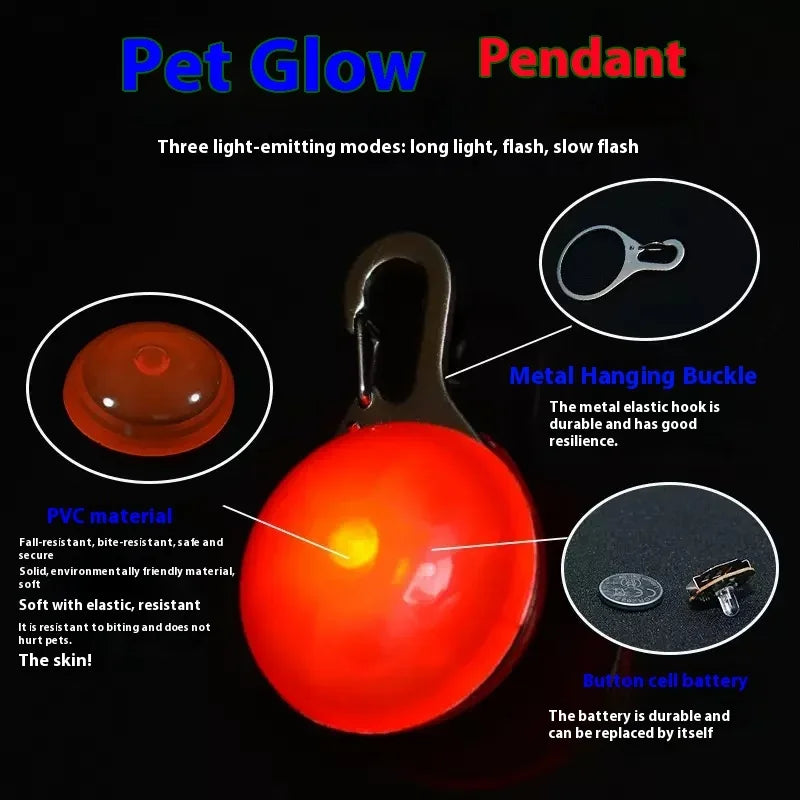 Pet Glow Pendant with features highlighted on a black background