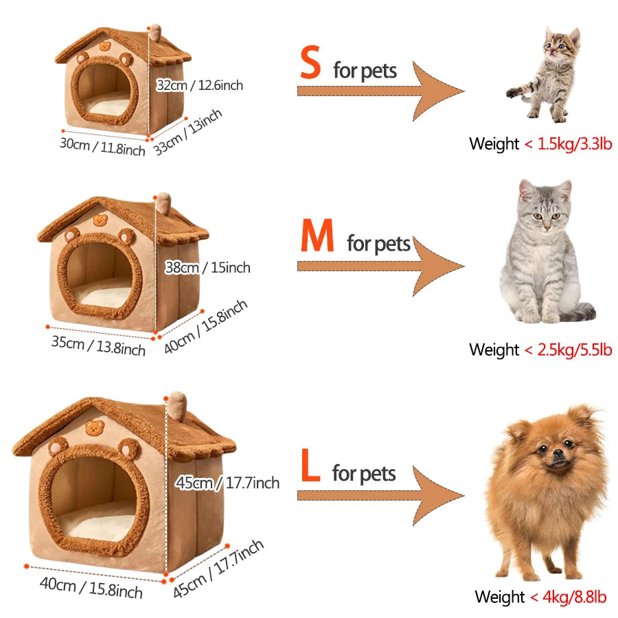 2-in-1 Foldable Pet House & Sofa | Removable Washable Cave Bed