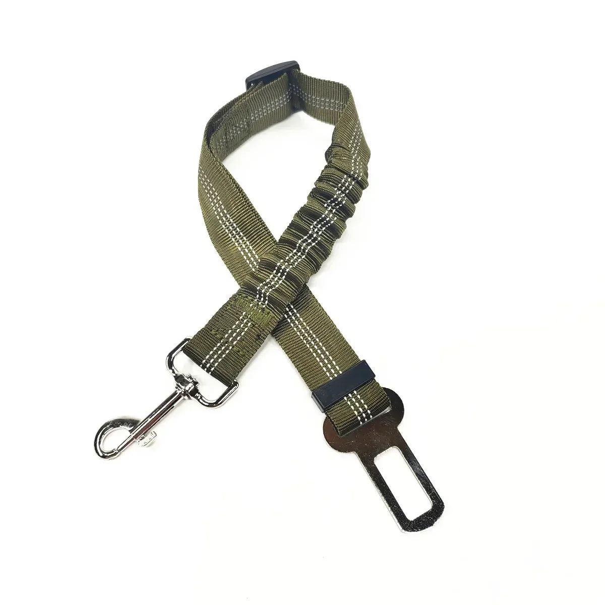 Green dog leash with clip on a white background
