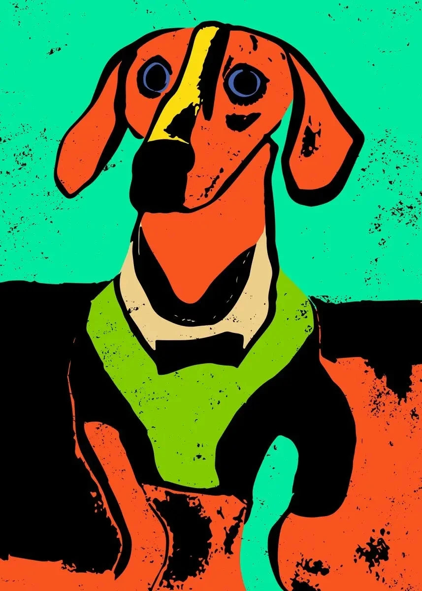 1pc frameless Canvas Painting Colorful Bulldog Sausage Dog Cute Dachshund Portrait Poster Canvas Painting And Print Pop Art Wall
