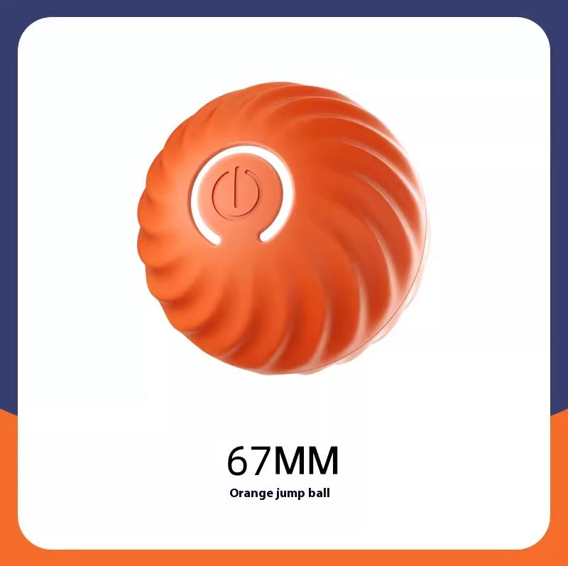 Orange jump ball with a power symbol on a white background