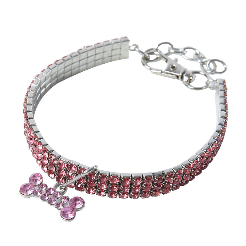 Pink diamanté pet collar