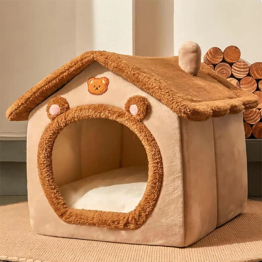 2-in-1 Foldable Pet House & Sofa | Removable Washable Cave Bed