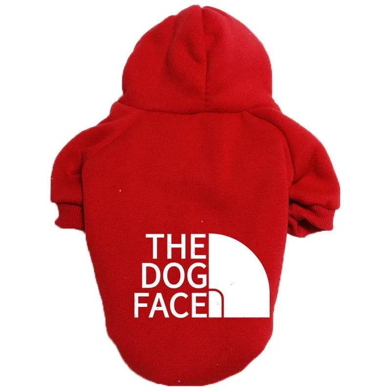 GiftSO PET Dog Hoodie for Autumn/Winter - "Dog Face" Text Pattern Jacket for Large Dogs, French Bulldogs, and Labradors