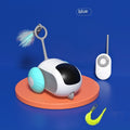 Toy robot with remote control on a blue background