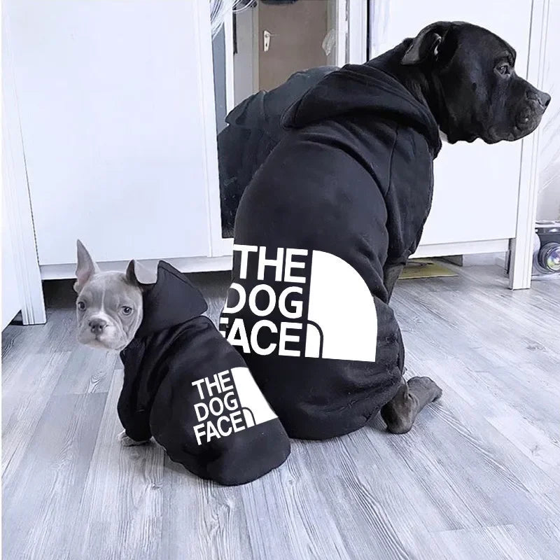 GiftSO PET Dog Hoodie for Autumn/Winter - "Dog Face" Text Pattern Jacket for Large Dogs, French Bulldogs, and Labradors