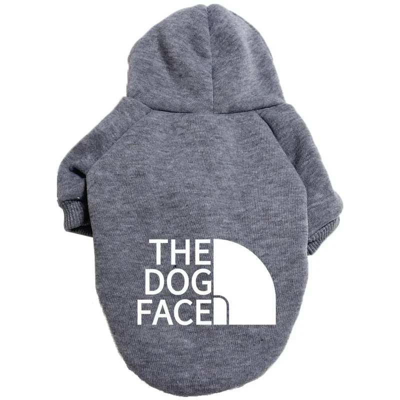 GiftSO PET Dog Hoodie for Autumn/Winter - "Dog Face" Text Pattern Jacket for Large Dogs, French Bulldogs, and Labradors