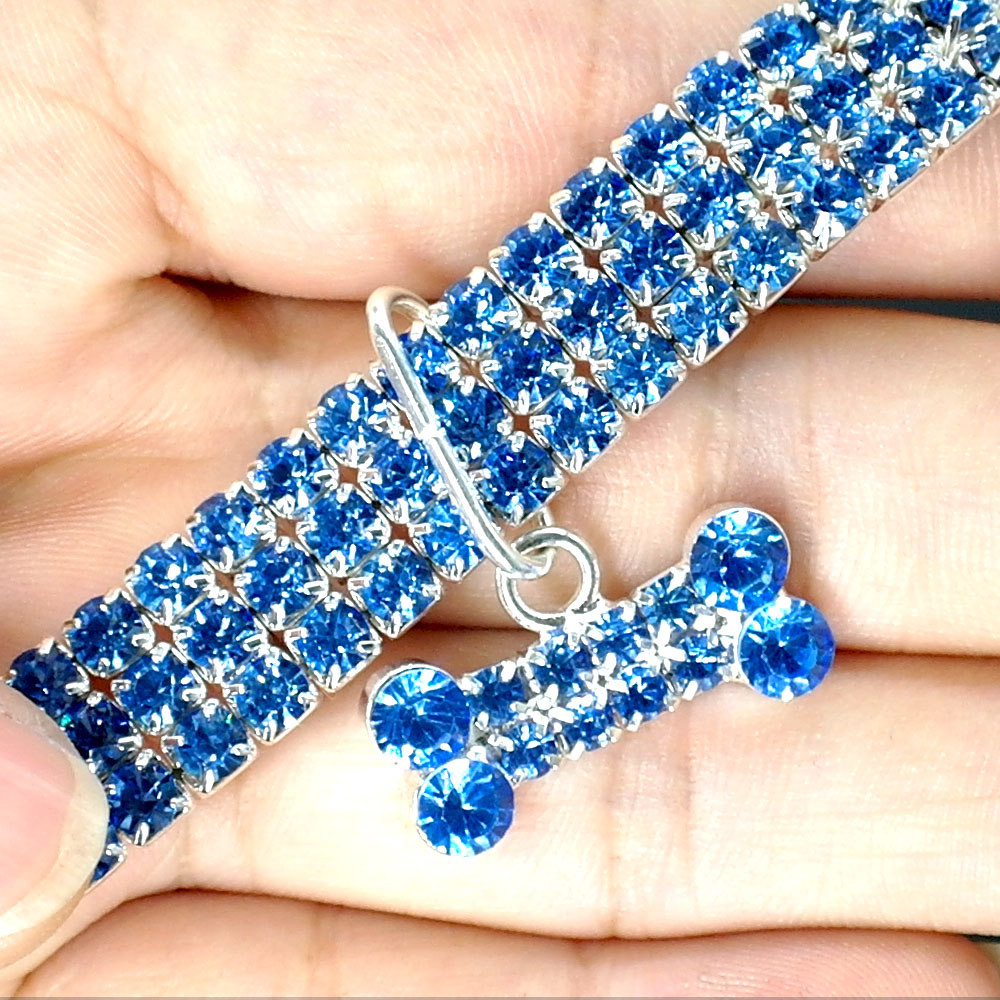 Dog bone charm on diamanté collar