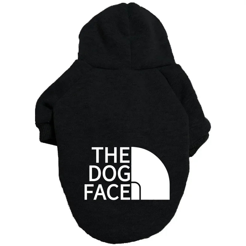 GiftSO PET Dog Hoodie for Autumn/Winter - "Dog Face" Text Pattern Jacket for Large Dogs, French Bulldogs, and Labradors