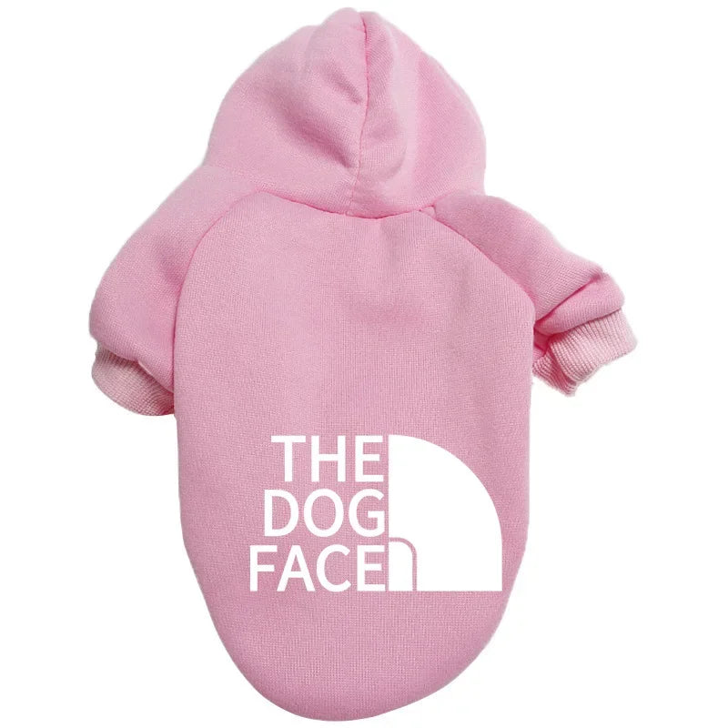 GiftSO PET Dog Hoodie for Autumn/Winter - "Dog Face" Text Pattern Jacket for Large Dogs, French Bulldogs, and Labradors