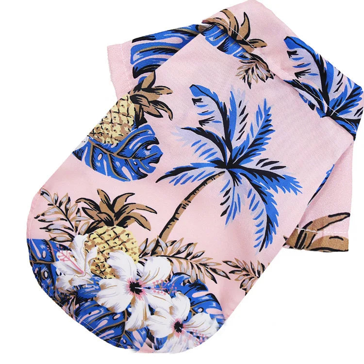 Hawaiian shirt with tropical pattern on a white background
