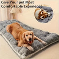 Dog lying on a gray pet bed with text 'Give Your Pet Most Comfortable Experience' and inset showing a close-up of the dog.