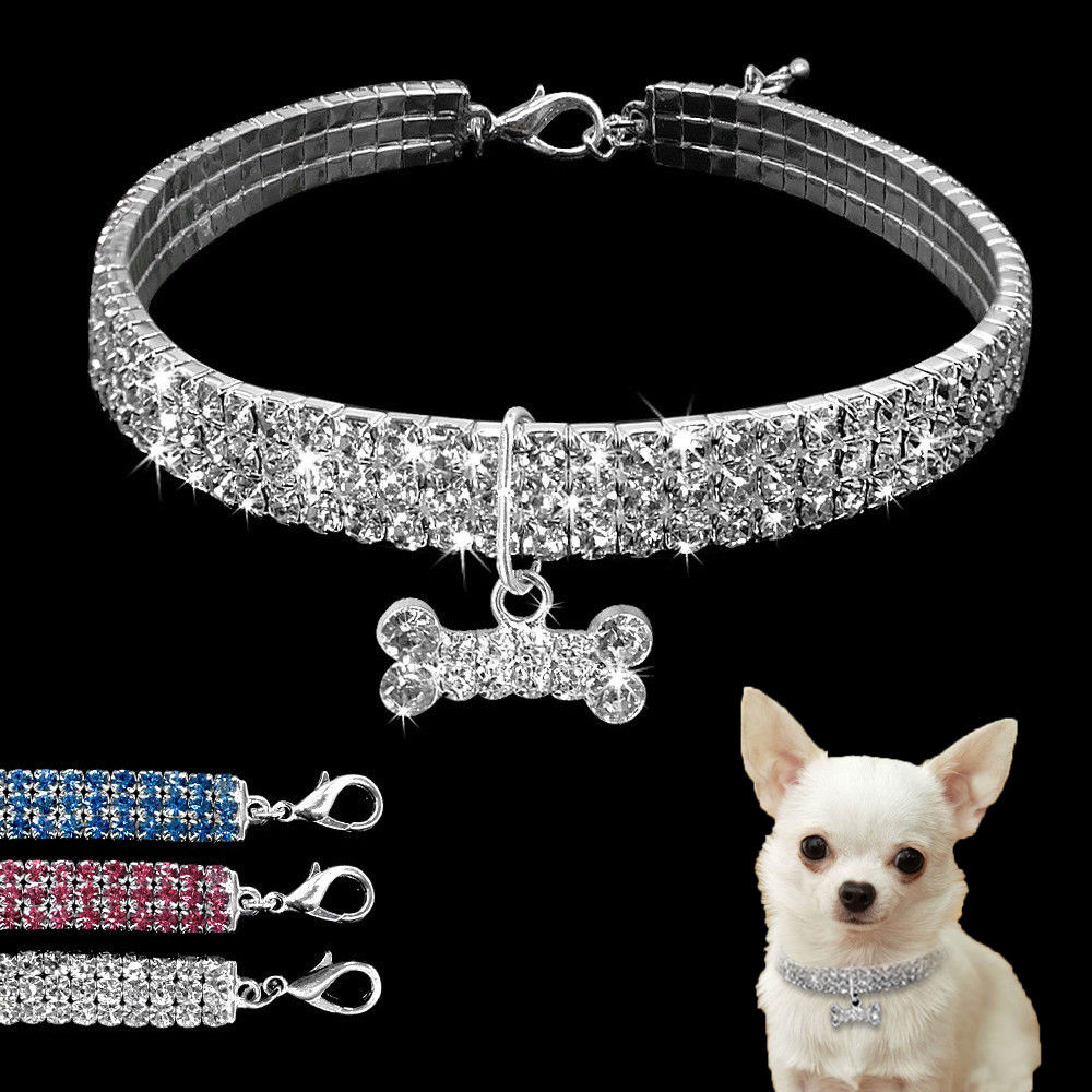 Silver diamanté puppy collar