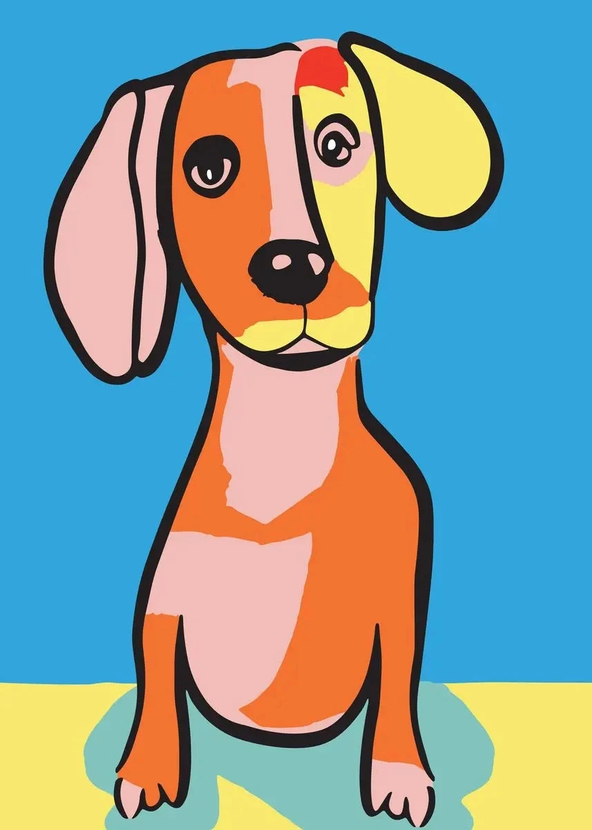 1pc frameless Canvas Painting Colorful Bulldog Sausage Dog Cute Dachshund Portrait Poster Canvas Painting And Print Pop Art Wall