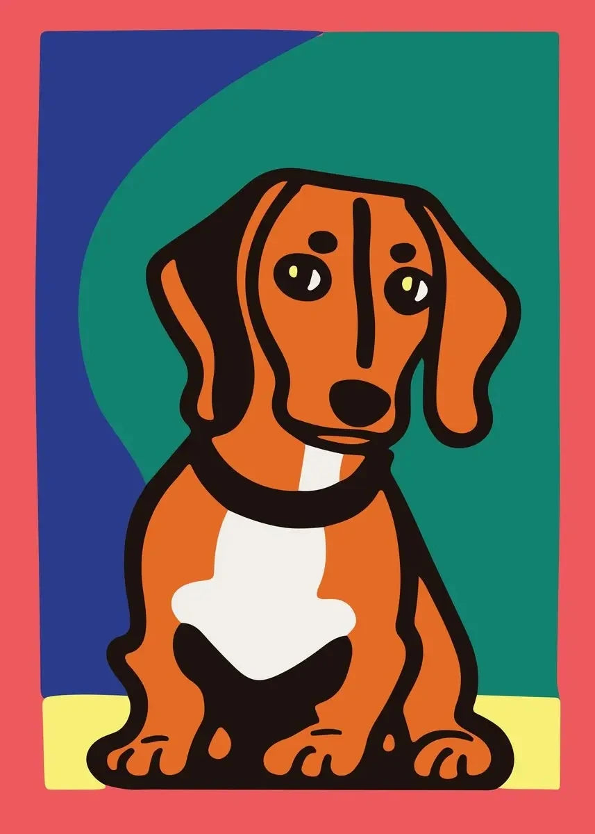 1pc frameless Canvas Painting Colorful Bulldog Sausage Dog Cute Dachshund Portrait Poster Canvas Painting And Print Pop Art Wall