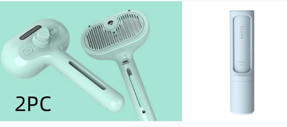 Two cleaning tools and a remote control on a light blue background