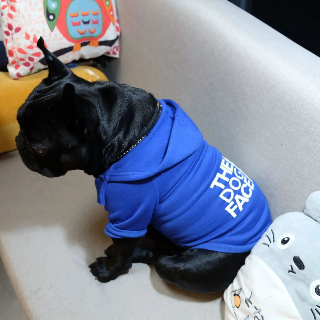 GiftSO PET Dog Hoodie for Autumn/Winter - "Dog Face" Text Pattern Jacket for Large Dogs, French Bulldogs, and Labradors