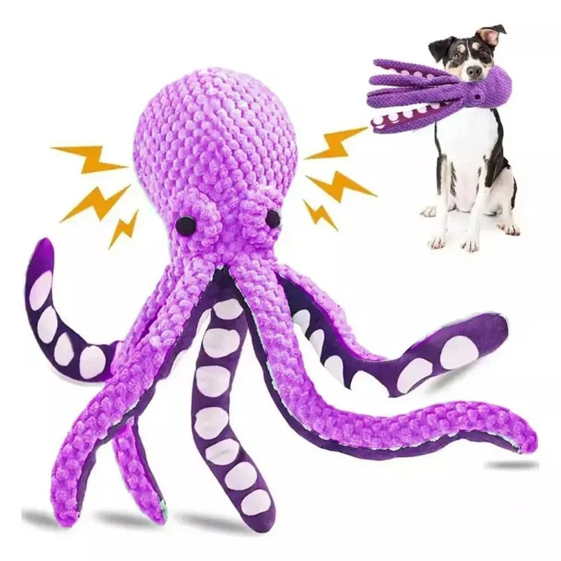 Pet plush octopus toy interactive sound anti-demolition home large and small dog boredom companion dog toy