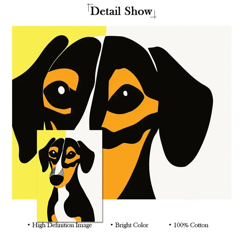 1pc frameless Canvas Painting Colorful Bulldog Sausage Dog Cute Dachshund Portrait Poster Canvas Painting And Print Pop Art Wall