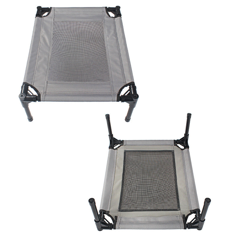 Two gray mesh chairs with black frames on a white background