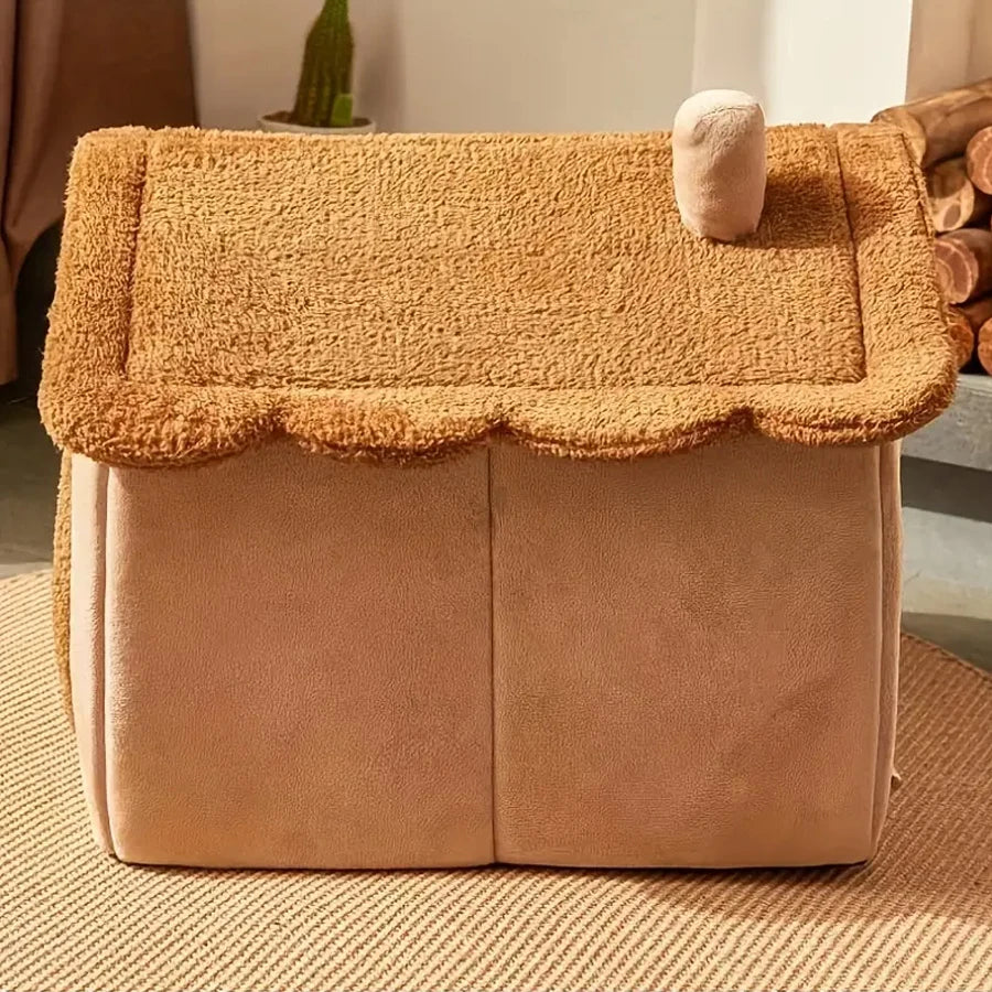 2-in-1 Foldable Pet House & Sofa | Removable Washable Cave Bed