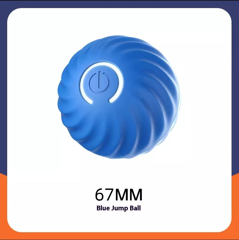 Blue jump ball with a white symbol on a white background
